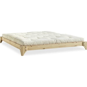 Dvoulůžková postel z borovicového dřeva s matrací Karup Design Elan Comfort Mat Natural Clear/Natural, 160 x 200 cm