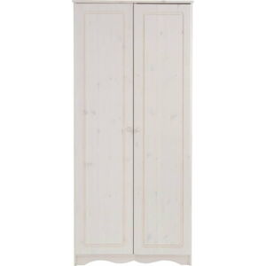 Bílá dvoudveřová šatní skříň z masivního borovicového dřeva Støraa Amanda