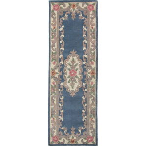 Modrý vlněný koberec Flair Rugs Aubusson, 67 x 210 cm