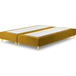 Hořčicově žlutá sametová dvoulůžková postel Mazzini Beds Lia, 160 x 200 cm