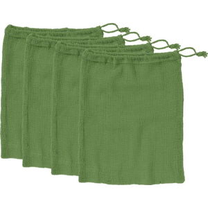Sada 4 zelených svačinových sáčků z recyklované bavlny Ladelle Eco, 30 x 40 cm