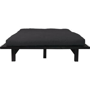 Dvoulůžková postel z borovicového dřeva s matrací Karup Design Blues Double Latex Black/Black, 160 x 200 cm