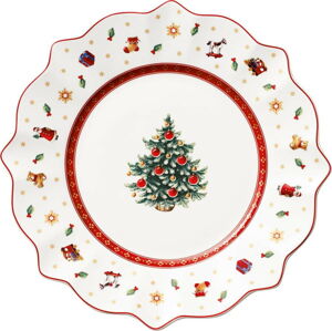 Bílo-červený porcelánový vánoční talíř Toy's Delight Villeroy&Boch, ø 24 cm
