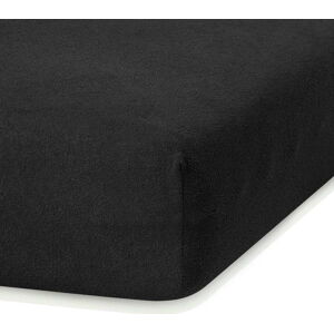 Černé elastické prostěradlo s vysokým podílem bavlny AmeliaHome Ruby, 120/140 x 200 cm