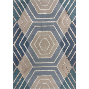 Modrý vlněný koberec Flair Rugs Harlow, 120 x 170 cm