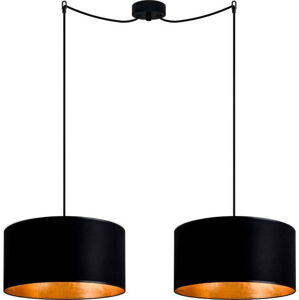 Černé závěsné dvouramenné svítidlo s vnitřkem ve zlaté barvě Sotto Luce Mika, ⌀ 36 cm