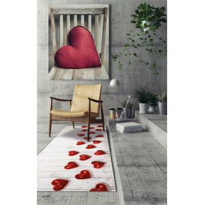 Vysoce odolný běhoun Floorita Hearts, 58 x 190 cm