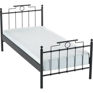 Černá kovová jednolůžková postel s roštem 90x200 cm Hatkus – Kalune Design