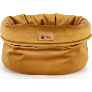 Sametový pelíšek ve zlaté barvě ø 40 cm Basket Royal - Petsy