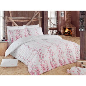 Světle růžové povlečení s příměsí bavlny na jednolůžko Coretta, 140 x 200 cm