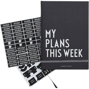 Černý týdenní plánovač Design Letters Plans