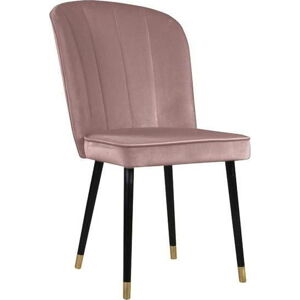 Růžová jídelní židle s detaily ve zlaté barvě JohnsonStyle Leende