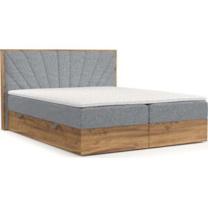 Boxspring postel s úložným prostorem v šedo-přírodní barvě 160x200 cm Asahi – Maison de Rêve