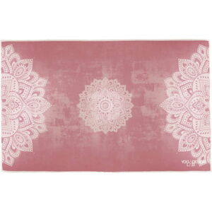 Růžový ručník na jógu Yoga Design Lab Mandala, 61 x 38 cm