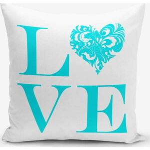 Povlak na polštář s příměsí bavlny Minimalist Cushion Covers Love Blue, 45 x 45 cm