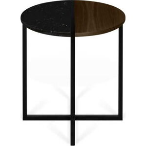 Konferenční stolek s deskou z ořechového dřeva a mramoru TemaHome Sonata, ø 50 cm