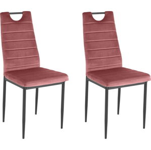 Tmavě růžové sametové jídelní židle v sadě 2 ks Mandy – Støraa
