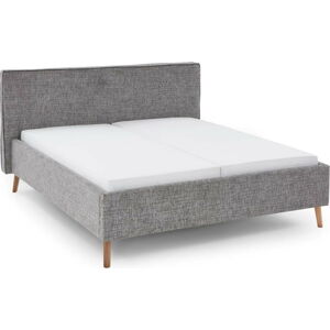 Šedá čalouněná dvoulůžková postel s úložným prostorem s roštem 160x200 cm Riva – Meise Möbel