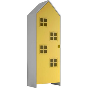 Žluto-bílá dětská šatní skříň z borovicového dřeva 37x172 cm Casami Bruges – Vipack