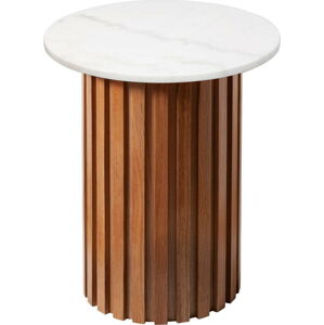 Bílý mramorový stolek s dubovým podnožím RGE Moon, ⌀ 50 cm