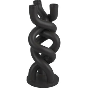 Černý keramický svícen na tři svíčky PT LIVING Twisted, výška 31,4 cm