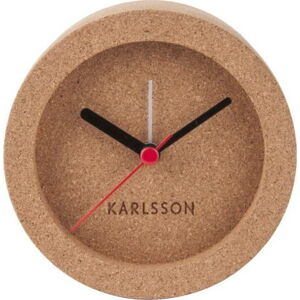 Hnědé stolní korkové hodiny s budíkem Karlsson Tom