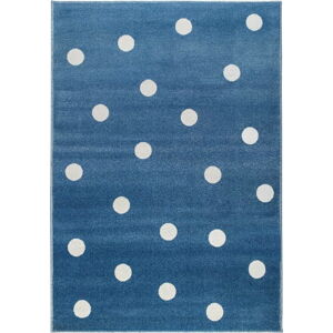 Modrý koberec s puntíky KICOTI Peas, 80 x 150 cm