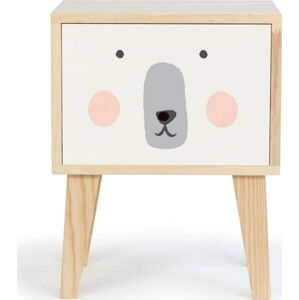 Dětský noční stolek z borovicového dřeva The Wild Hug Polar Bear