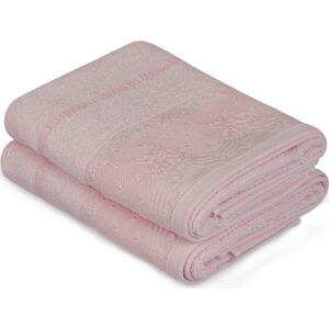 Sada dvou růžových ručníků Baroque, 90 x 50 cm