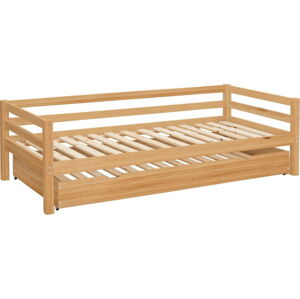 Šedá dětská postel z borovicového dřeva s výsuvným lůžkem 90x200 cm Alpi – Støraa
