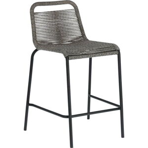 Šedá barová židle s ocelovou konstrukcí Kave Home Glenville, výška 62 cm