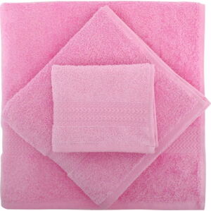 Set 3 růžových ručníků a osušky Rainbow