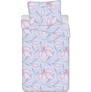 Světle modro-růžové prodloužené krepové povlečení na jednolůžko 140x220 cm Orona – Jerry Fabrics