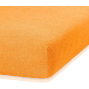 Oranžové elastické prostěradlo s vysokým podílem bavlny AmeliaHome Ruby, 100/120 x 200 cm