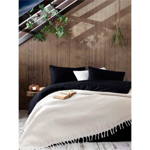 Světle béžový bavlněný přehoz přes postel Galina Beige White, 220 x 240 cm