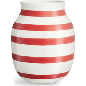 Bílo-červená pruhovaná keramická váza Kähler Design Omaggio, výška 20,5 cm