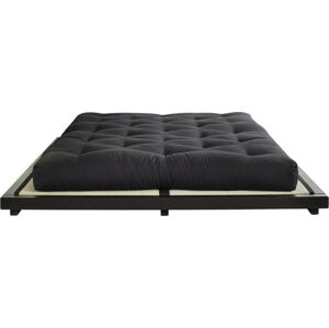 Dvoulůžková postel z borovicového dřeva s matrací Karup Design Dock Double Latex Black/Black, 180 x 200 cm