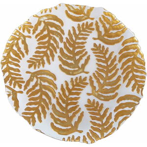 Skleněný talíř v bílo-zlaté barvě Villa d'Este Foglie, ø 32 cm