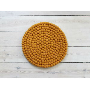 Hořčicově žlutý kuličkový vlněný podsedák Wooldot Ball Chair Pad, ⌀ 39 cm