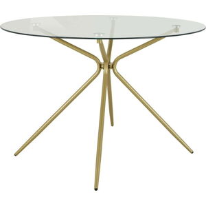 Kulatý jídelní stůl se skleněnou deskou ve zlaté barvě ø 110 cm Silvie – Støraa