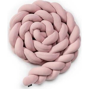 Růžový bavlněný pletený mantinel do postýlky ESECO, délka 220 cm