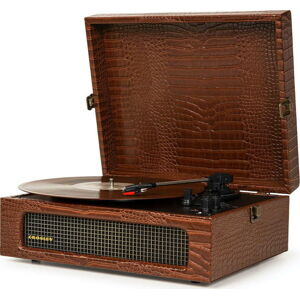 Hnědý gramofon Crosley Voyager Croc