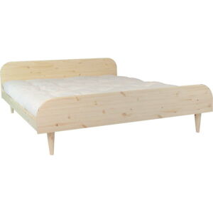 Dvoulůžková postel z borovicového dřeva s matrací Karup Design Twist Double Latex Natural Clear/Natural, 180 x 200 cm
