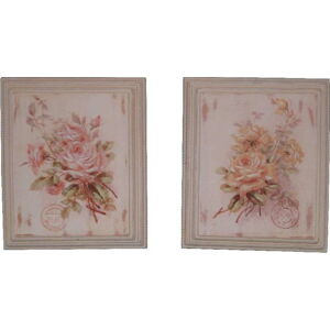 Sada 2 obrazů Antic Line Roses, 25,5 x 30,5 cm