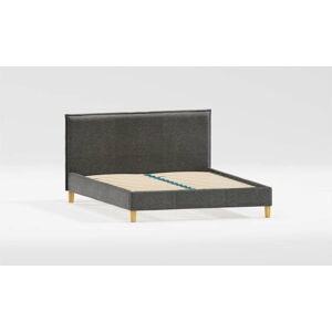 Tmavě šedá čalouněná dvoulůžková postel s roštem 160x200 cm Tina – Ropez
