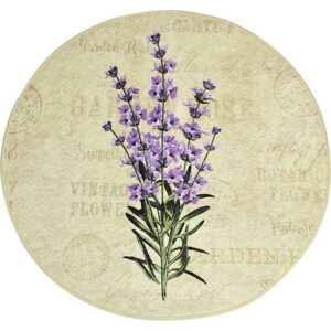 Koupelnová předložka s motivem fialových květin Chilai Violet Circle, ø 100 cm