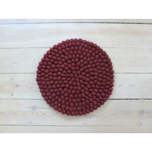 Tmavě višňový kuličkový vlněný podsedák Wooldot Ball Chair Pad, ⌀ 39 cm