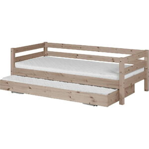 Hnědá dětská postel z borovicového dřeva s výsuvným lůžkem Flexa Classic, 90 x 200 cm