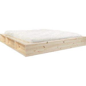 Dvoulůžková postel z masivního dřeva s úložným prostorem a futonem Comfort Karup Design, 160 x 200 cm