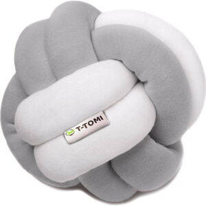 Šedo-bílý bavlněný pletený míč T-TOMI, ø 20 cm